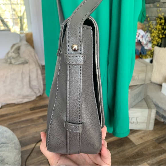Crossbody Women’s Shoulder Purse Grey Faux Leather - Picture 8 of 15